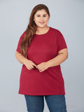 Plus Size Plain Cotton T-Shirt For Women 
