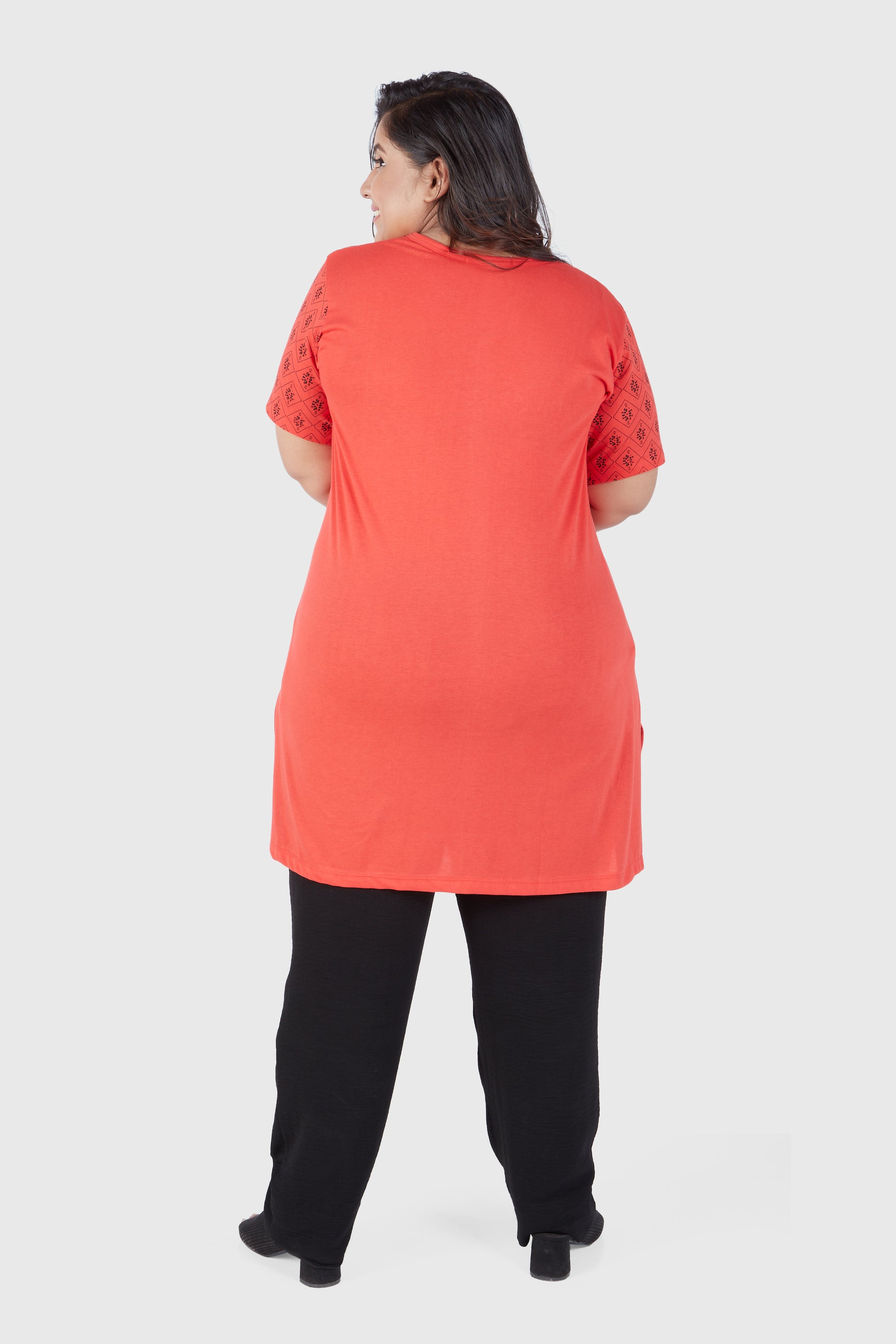 Plus Size Printed Long Tops 