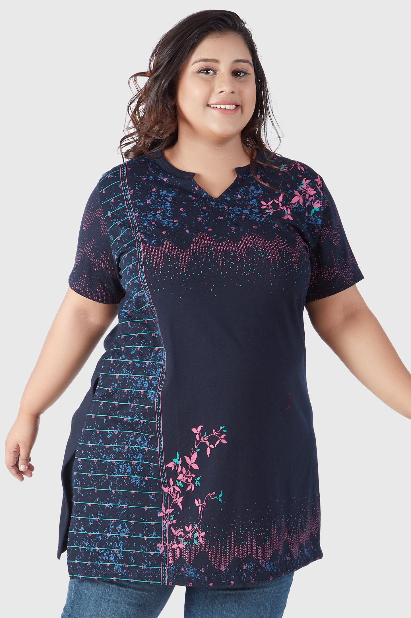 V-Neck Longline Tops For Women