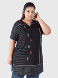 Black Printed Long Tops For Women