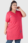 Plus Size Printed Long Tops For Women Half Sleeves
