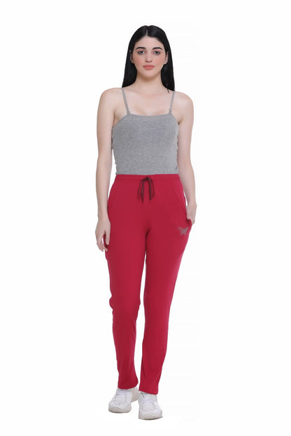 Comfy Maroon Cotton Track Pants For Women At Best Prices