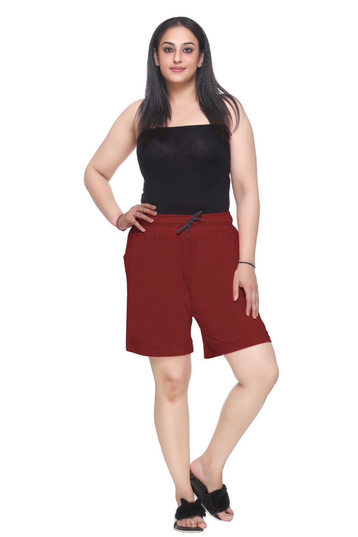 CUPID Plus Size Comfortable Plain Barmuda/Shorts for Night Wear, Casual Wear for Women (Maroon) freeshipping - Cupid Clothings