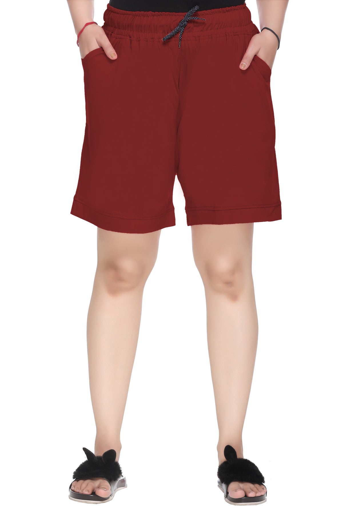 CUPID Plus Size Comfortable Plain Barmuda/Shorts for Night Wear, Casual Wear for Women (Maroon) freeshipping - Cupid Clothings