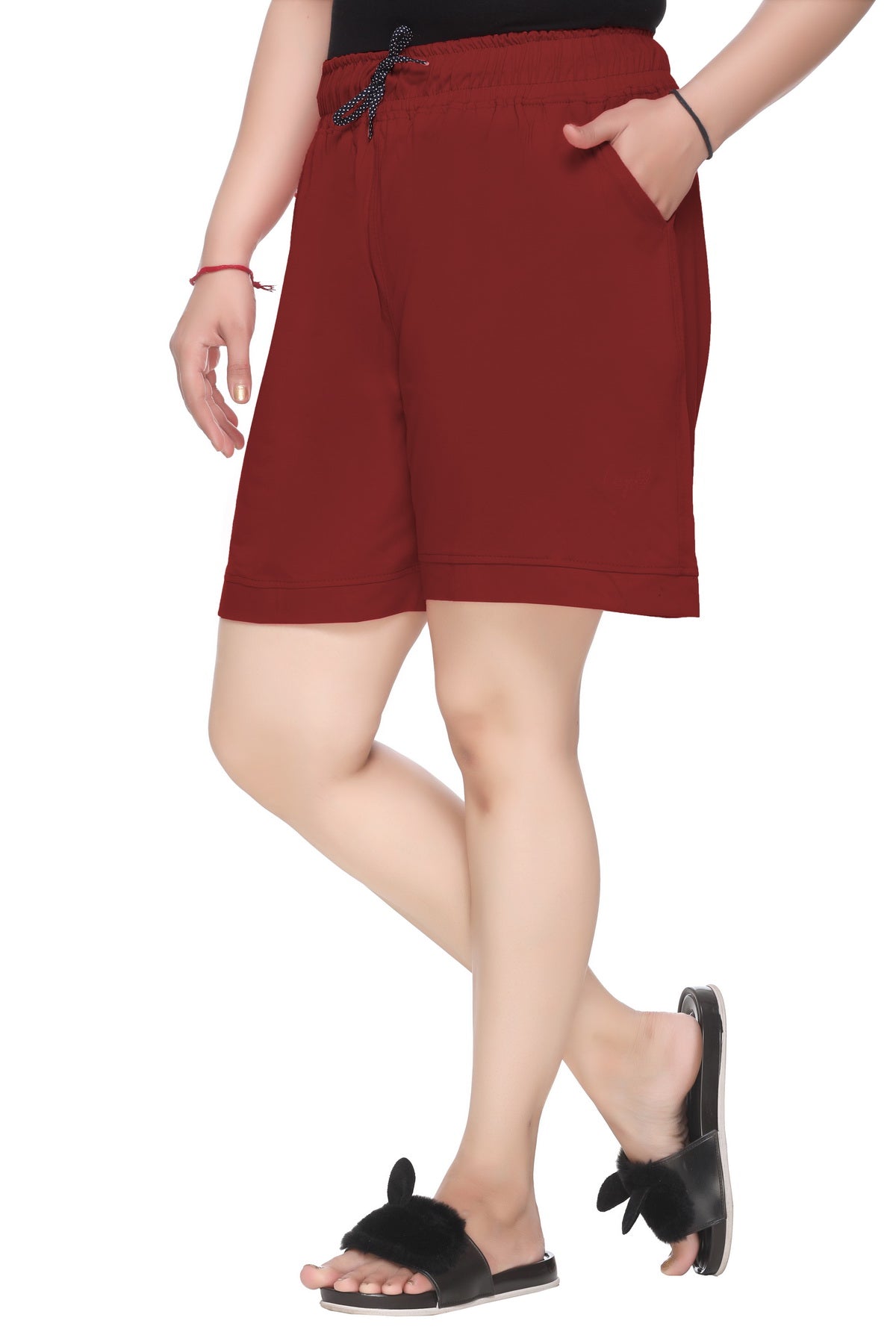 Stylish Maroon Cotton Shorts For Women online in India (Plain Bermuda)