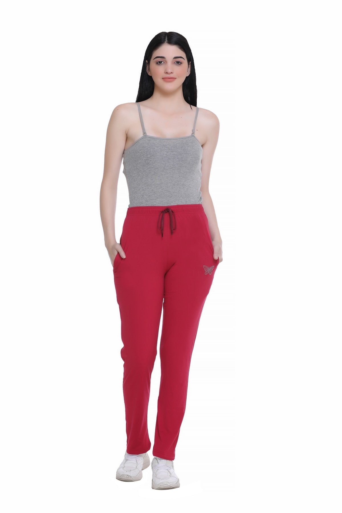Comfy Maroon Cotton Track Pants For Women At Best Prices