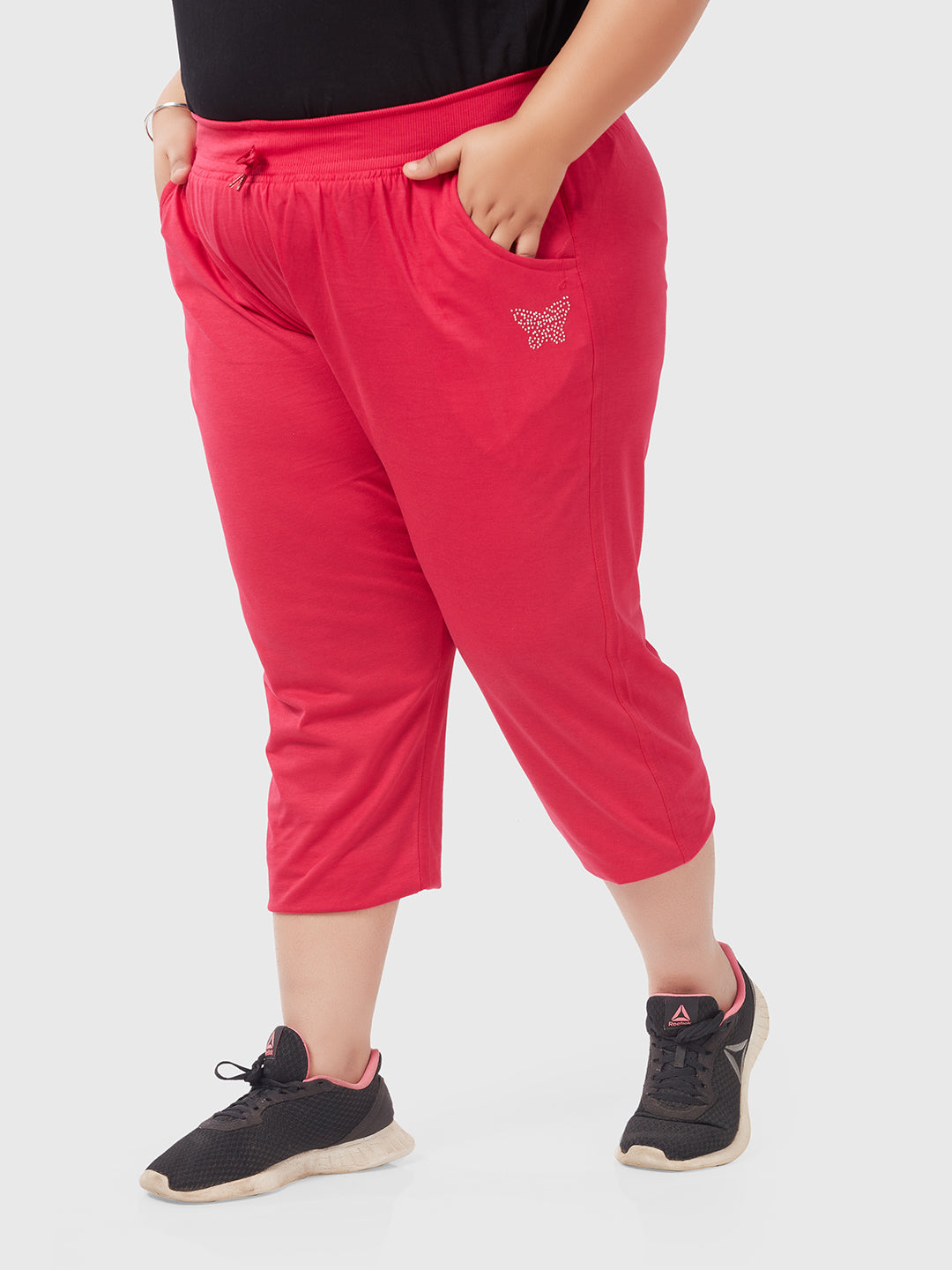 Stylish Pink Cotton Half Capris For Women online in India